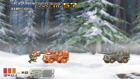 Metal Slug XX (PSP) screenshot: A change of scenery in Mission 6