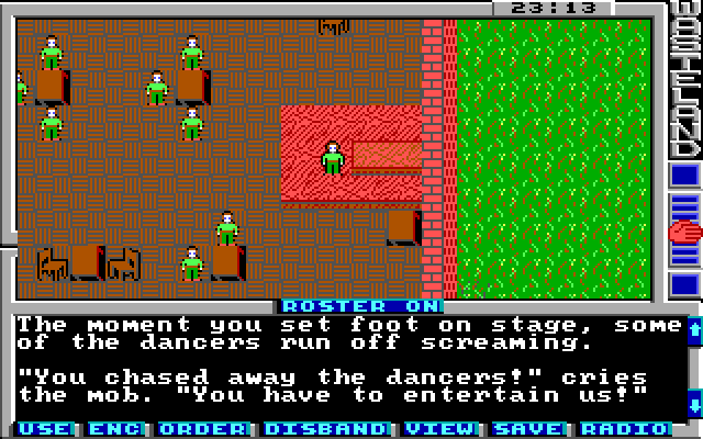Wasteland (DOS) screenshot: Our fearless rangers find themselves in another fine mess (EGA)