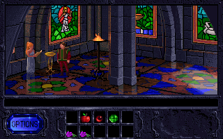 Fables & Fiends: The Legend of Kyrandia - Book One (DOS) screenshot: The Temple - Brynn with the enchanted message