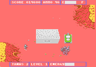 Tank Command (Atari 7800) screenshot: Narrowly escaped an explosion!