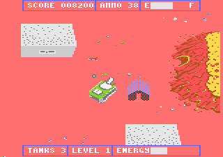 <small>Tank Command (Atari 7800) screenshot:</small><br> Watch out for incoming enemy fire