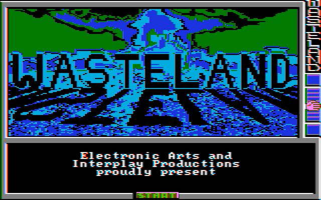 Wasteland (DOS) screenshot: Title screen (CGA with composite monitor)