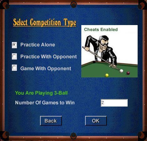 Live Pool (Windows) screenshot: The next step is choosing the type of game.