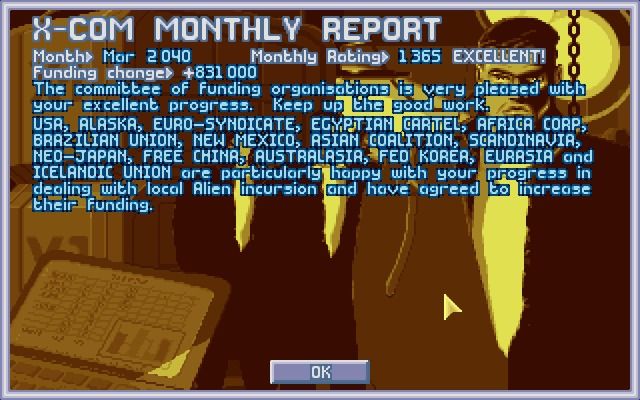 X-COM: Terror from the Deep (Windows) screenshot: Countries under your protection will give you more funding, while others may sign treaties with the aliens