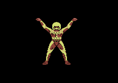 Centurions: Power X Treme (Commodore 64) screenshot: A centurion appears doing shadow puppets.