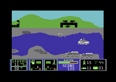 Gunboat (Commodore 64) screenshot: Lets blast everything we see.