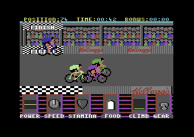 Kellogg's Tour (Commodore 64) screenshot: Finished, but no where near the front.