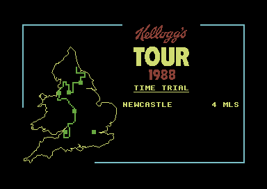 Kellogg's Tour (Commodore 64) screenshot: Your next stage. It's a time trial.