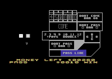 Las Vegas Casino (Commodore 64) screenshot: I got a seven.