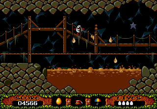 The Fantastic Adventures of Dizzy (DOS) screenshot: At the bottom of the mine