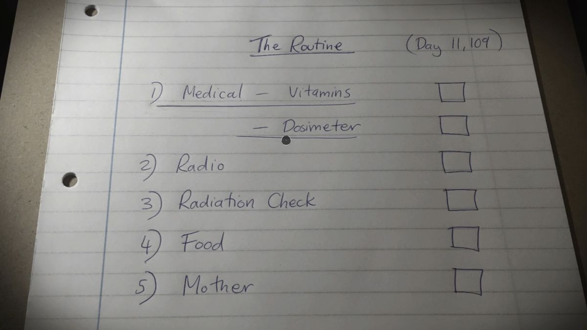 The Bunker (PlayStation 4) screenshot: Daily routine schedule