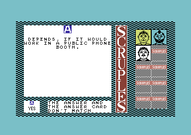 A Question of Scruples: The Computer Edition (Commodore 64) screenshot: Should we challenge?