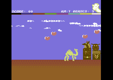 Return of the Mutant Camels (Commodore 64) screenshot: Move that camel.