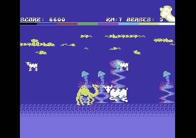 Return of the Mutant Camels (Commodore 64) screenshot: Another level, same task.