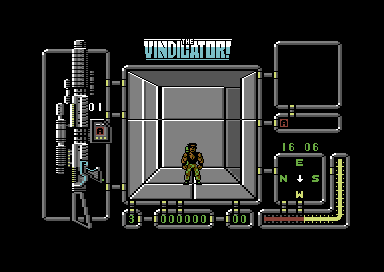 The Vindicator! (Commodore 64) screenshot: Walking through the maze of tunnels.