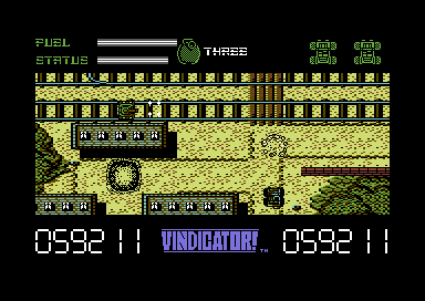 The Vindicator! (Commodore 64) screenshot: Kill the baddies.