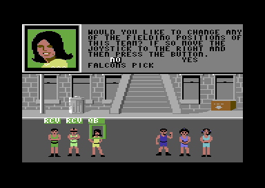 Street Sports Football (Commodore 64) screenshot: Selecting your team.