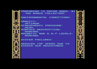 Snare (Commodore 64) screenshot: Info on the level your about to play.
