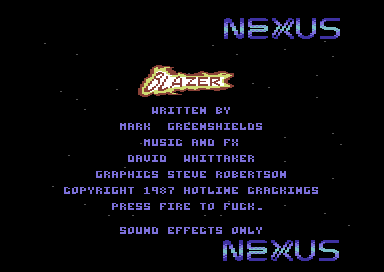 Blazer (Commodore 64) screenshot: The title screen