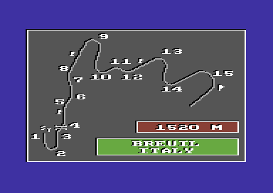 Bobsleigh (Commodore 64) screenshot: Map of the course.