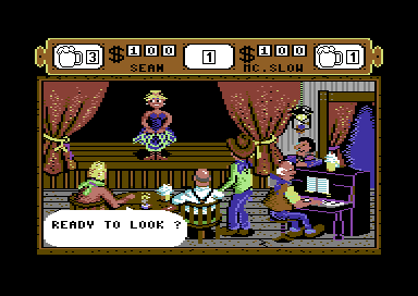 Western Games (Commodore 64) screenshot: Dancing.