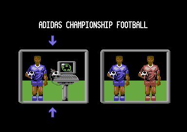 Adidas Championship Football (Commodore 64) screenshot: Human or computer?