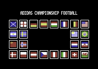 Adidas Championship Football (Commodore 64) screenshot: Pick your country. Damn, no Botswana.