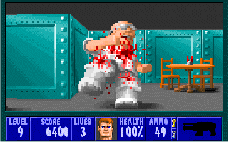 Wolfenstein 3D (DOS) screenshot: The End of the evil Dr!