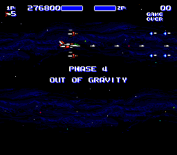 Air Buster (Genesis) screenshot: Phase four. This phase does tricks to the gravity, your ship gains momentum and becomes hard to control