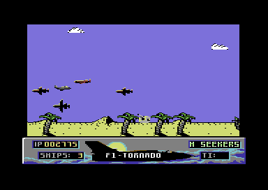 F1 Tornado (Commodore 64) screenshot: Flying over the desert.