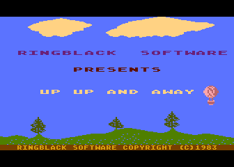Up Up and Away (Atari 8-bit) screenshot: Title screen.