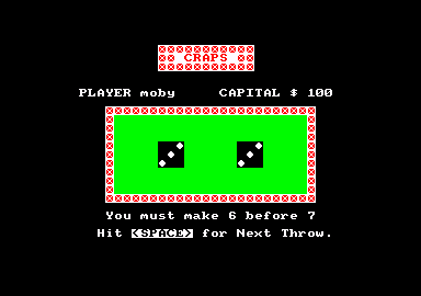 Cassette 50 (Amstrad CPC) screenshot: Craps