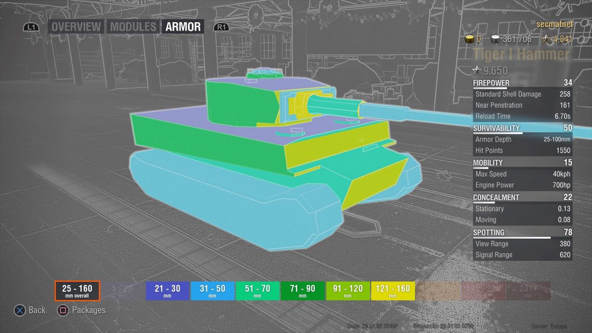 World of Tanks: Hammer Base (PlayStation 4) screenshot: Tiger I Hammer armor