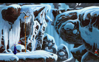 King's Quest V: Absence Makes the Heart Go Yonder! (DOS) screenshot: In the snowy mountains (CDROM version) (VGA)