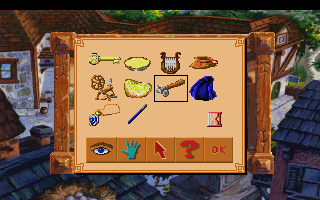 King's Quest V: Absence Makes the Heart Go Yonder! (DOS) screenshot: Graham's inventory. (CDROM version) (VGA)