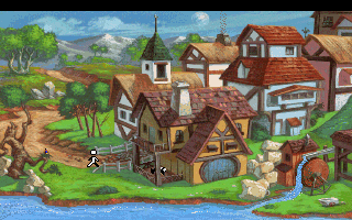 King's Quest V: Absence Makes the Heart Go Yonder! (DOS) screenshot: The town (MCGA/VGA)