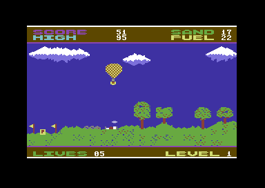 Up Up and Away (Commodore 64) screenshot: Careful.