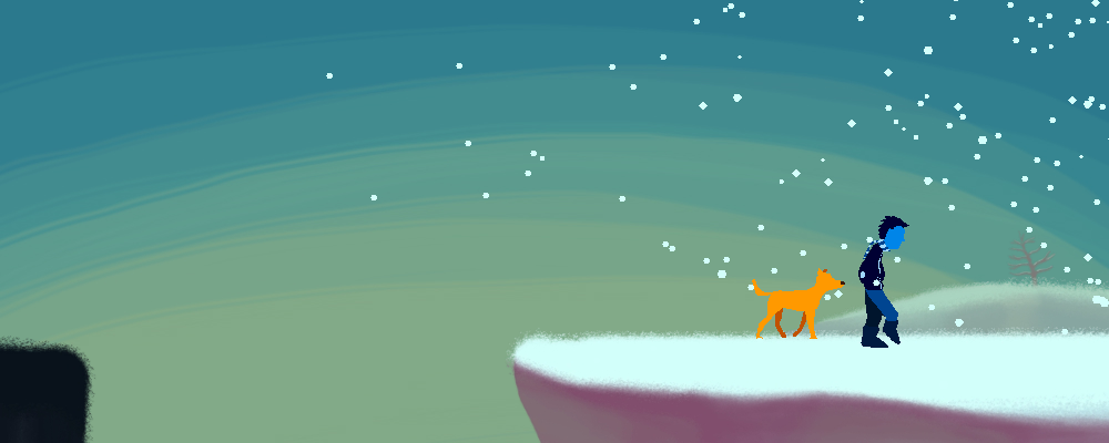 …But That Was [Yesterday] (Windows) screenshot: Back in the snow with the dog