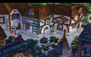 King's Quest V: Absence Makes the Heart Go Yonder! (DOS) screenshot: A village. (CDROM version) (VGA)