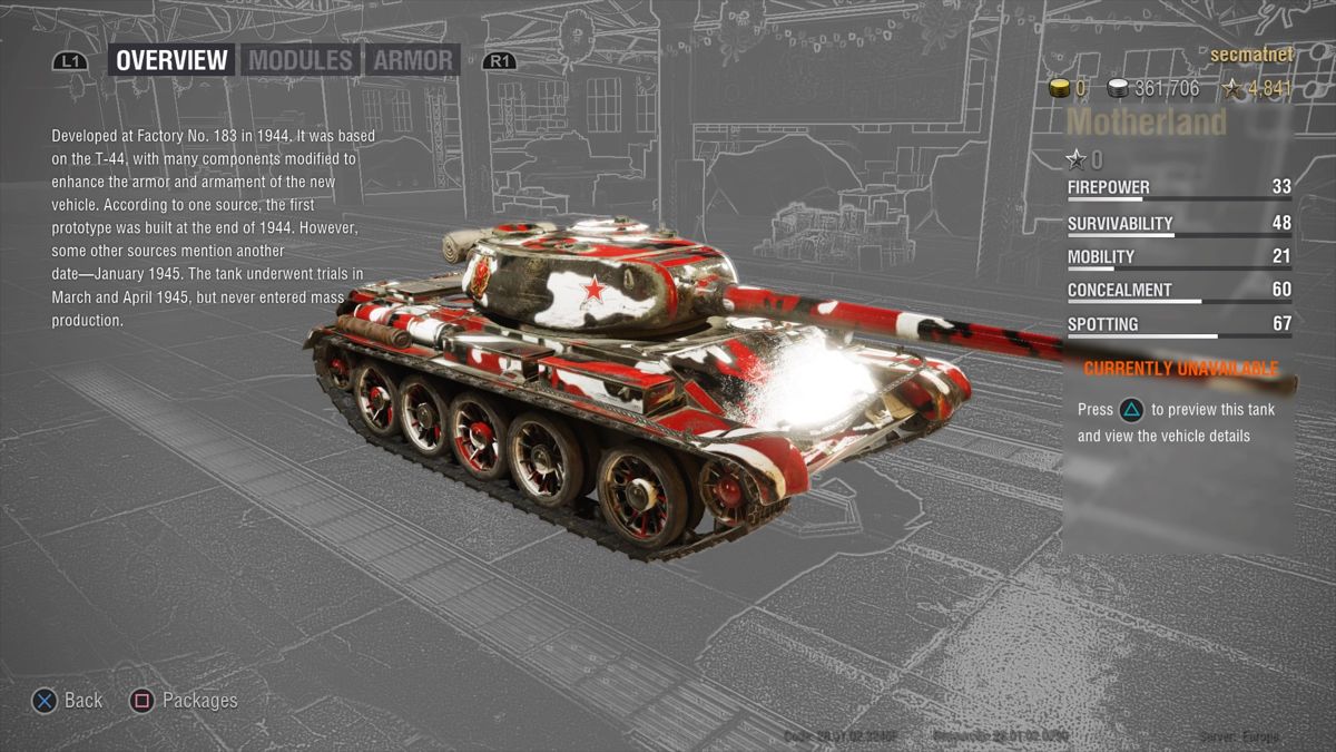 World of Tanks: The Motherland (PlayStation 4) screenshot: Motherland overview