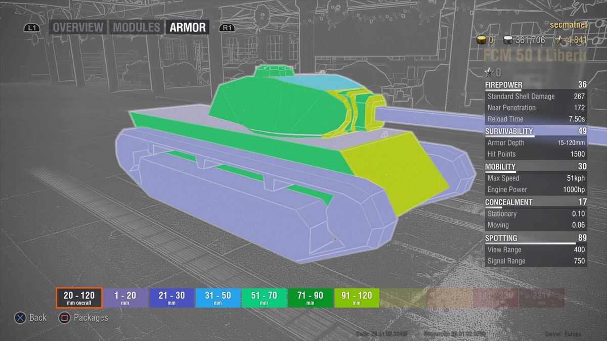 World of Tanks: Liberté (PlayStation 4) screenshot: FCM 50 t Liberté armor