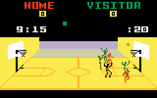 NBA Basketball (Intellivision) screenshot: Throwing the ball.