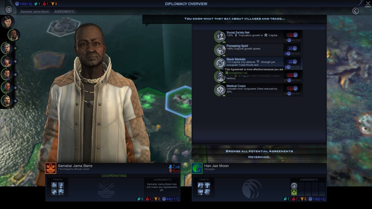 Sid Meier's Civilization: Beyond Earth - Rising Tide (Windows) screenshot: Diplomacy has been revamped in Rising Tide.