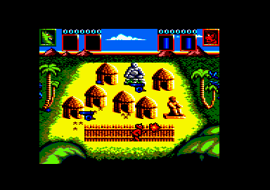 AAARGH! (Amstrad CPC) screenshot: Destroy the village.