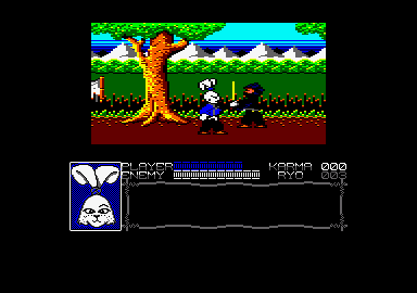 Samurai Warrior: The Battles of.... Usagi Yojimbo (Amstrad CPC) screenshot: Fight him.