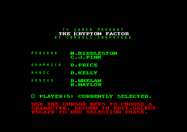 The Krypton Factor (Amstrad CPC) screenshot: Title screen.