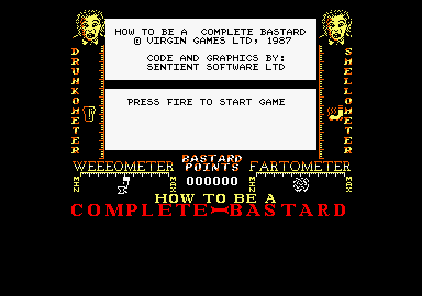 How to be a Complete Bastard (Amstrad CPC) screenshot: Title screen.