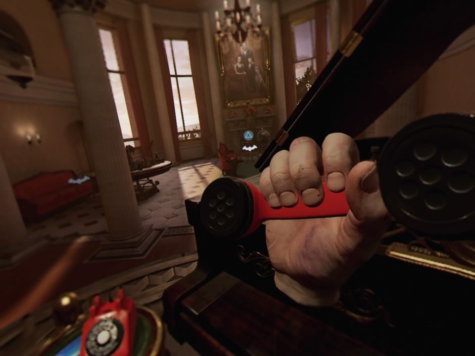 Batman: Arkham VR (PlayStation 4) screenshot: Talking on a phone