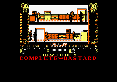 How to be a Complete Bastard (Amstrad CPC) screenshot: Walking around the house.