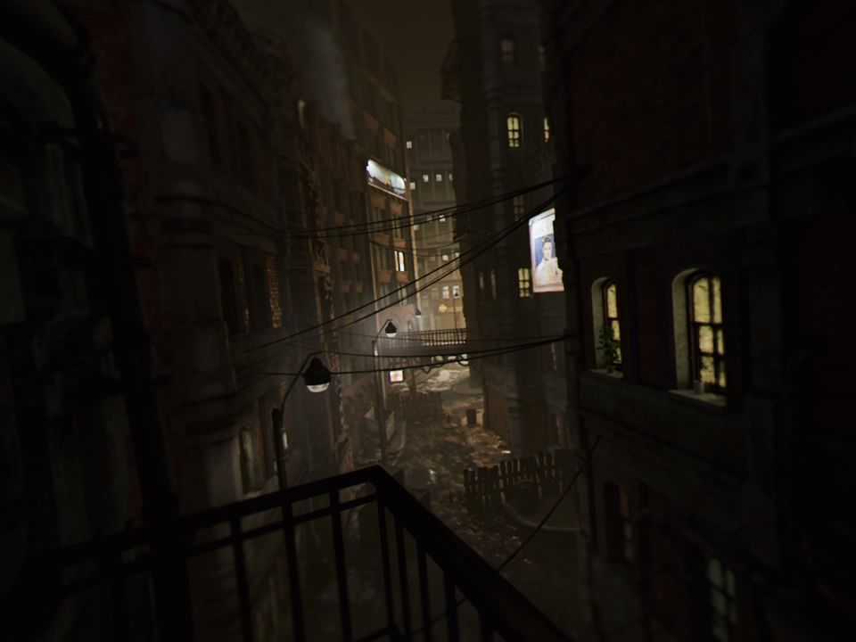 Batman: Arkham VR (PlayStation 4) screenshot: Searching for clues about your ally's wherabouts in the dark alley
